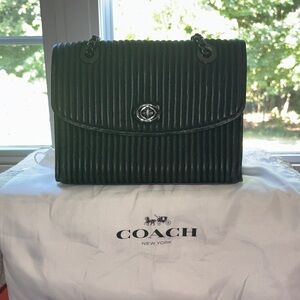 Coach Dark Green Textured Shoulder Bag